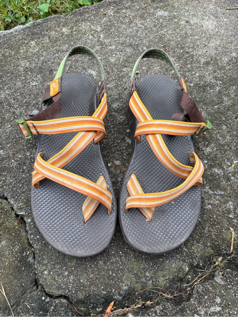 Chaco Orange Striped Outdoor Hiking Backpacking Water Heavy Duty Sandals